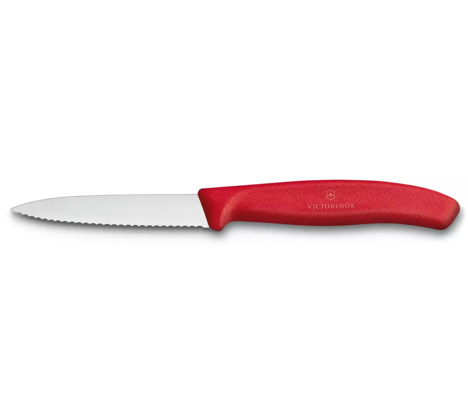 Couteau d'office Victorinox SwissClassic lame dentée 8 cm - manche rouge